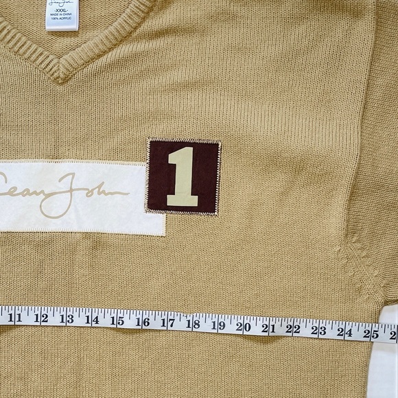 SEAN JOHN Sweater Long Sleeve Crewneck Brown Tan Embroidered Big Tall Mens 3XL - Picture 6 of 7